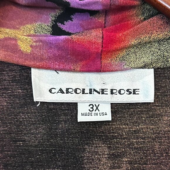 Caroline Rose Black Multi Colored Open Flowy Animal Print Cardigan - Size 3X - Picture 4 of 5